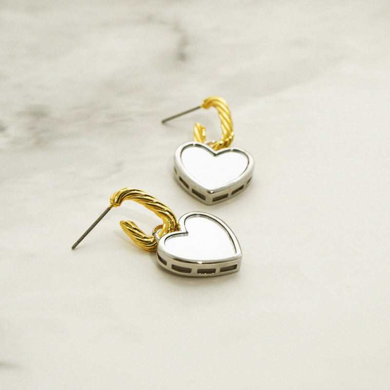 Pair of C-shaped Heart Drop Dangle Earrings for Women