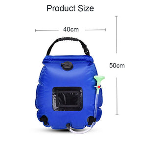 20L Solar Shower Bag with Removable Hose and Shower Head for Camping-Blue