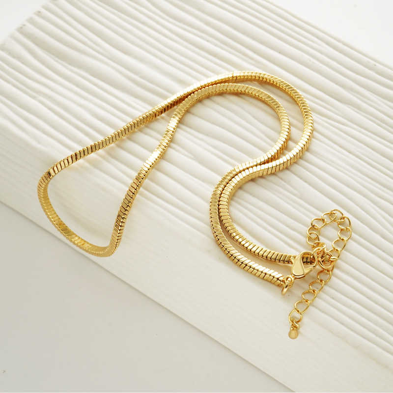 18K Gold Plated Herringbone Necklace Snake Bone Chain for Women Girl Gifts Jewelry