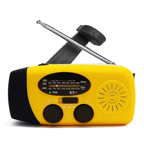 Weather Radio Hand Crank Self Powered Solar Emergency Radios With LED Flashlight-Yellow