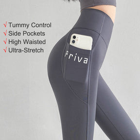 Womens Leggings High Waisted with Pockets Yoga Pants for Spring Fall-Grey