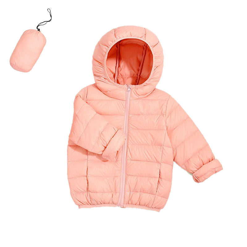 Baby Boys Girls Hooded Winter Lightweight Down Jacket Packable Down Coat-Pink