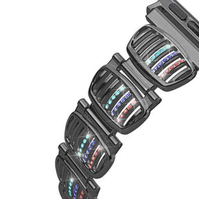 BM White Diamond + Color Diamond Watch Band Stainless Steel Wristbands for Apple IWatch Series 1/2/3/4/5/6/SE For Women-Black