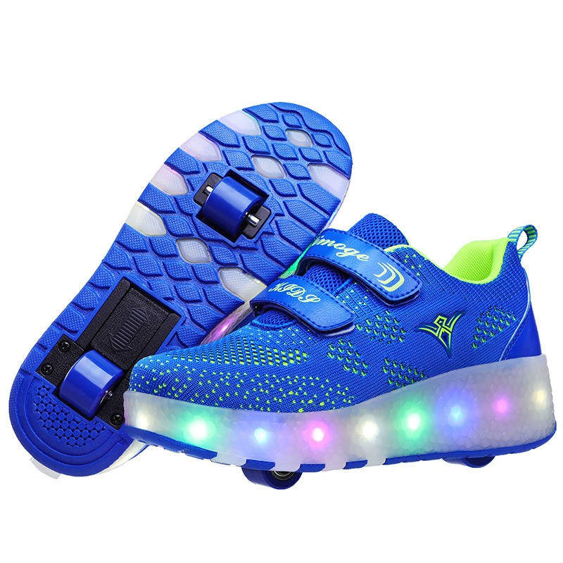 Kids LED Roller Shoes with Double Wheel for Childrens Birthday Gift-159 Royal Blue
