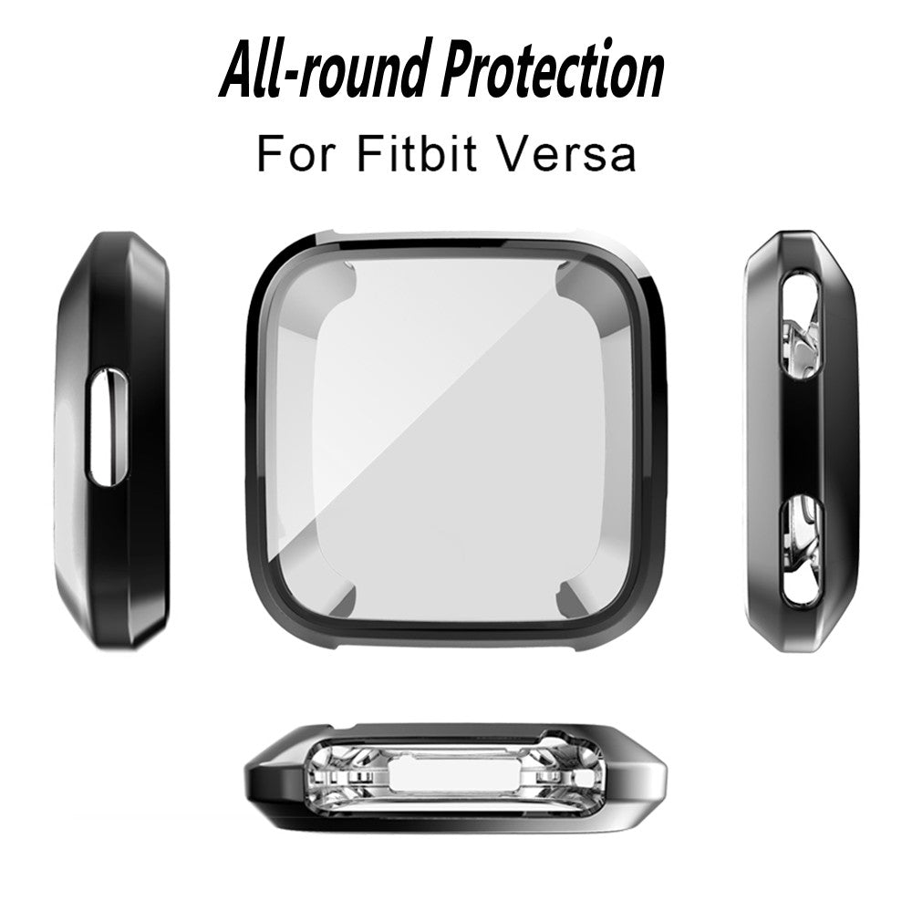 For Fitbit Versa Electroplated TPU Watch Case -Black