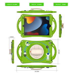 iPad Case Rugged Case with Handle Stand Shoulder Strap for iPad 10.2 Inch 2019/2020/2021-Green