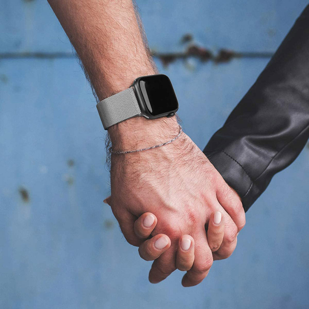 Buckle Metal Mesh Watch Watch Band For Apple Watch SE/6/5/4/3/2/1(Silver)