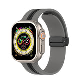 Silicone Bicolor Band with Magnetic Folding Buckle for Apple Watch-8