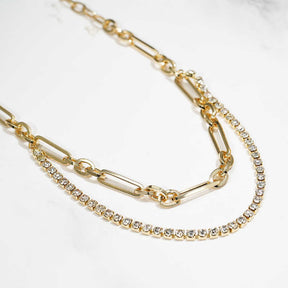 Link Layered Necklace Gold Paperclip Chain Choker for Women