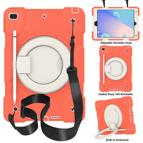iPad Case For iPad 10.2 with 360¡ãSwivel Stand-Coral Orange