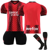 AC Milan Home Jersey for Kids Adults 3 Pcs Soccer Training Outfits