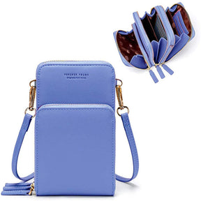 Crossbody Phone Bag for Women Small Shoulder Bag Cell Phone Wallet Purses and Handbags with 14 Credit Card Slots-Blue