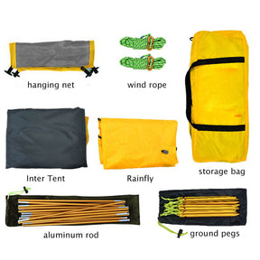 Camping Tent Waterproof Ultralight Backpacking Double Layer Tent Easy Set Up-Yellow