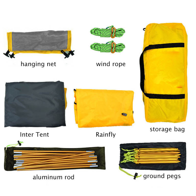 Camping Tent Waterproof Ultralight Backpacking Double Layer Tent Easy Set Up-Yellow