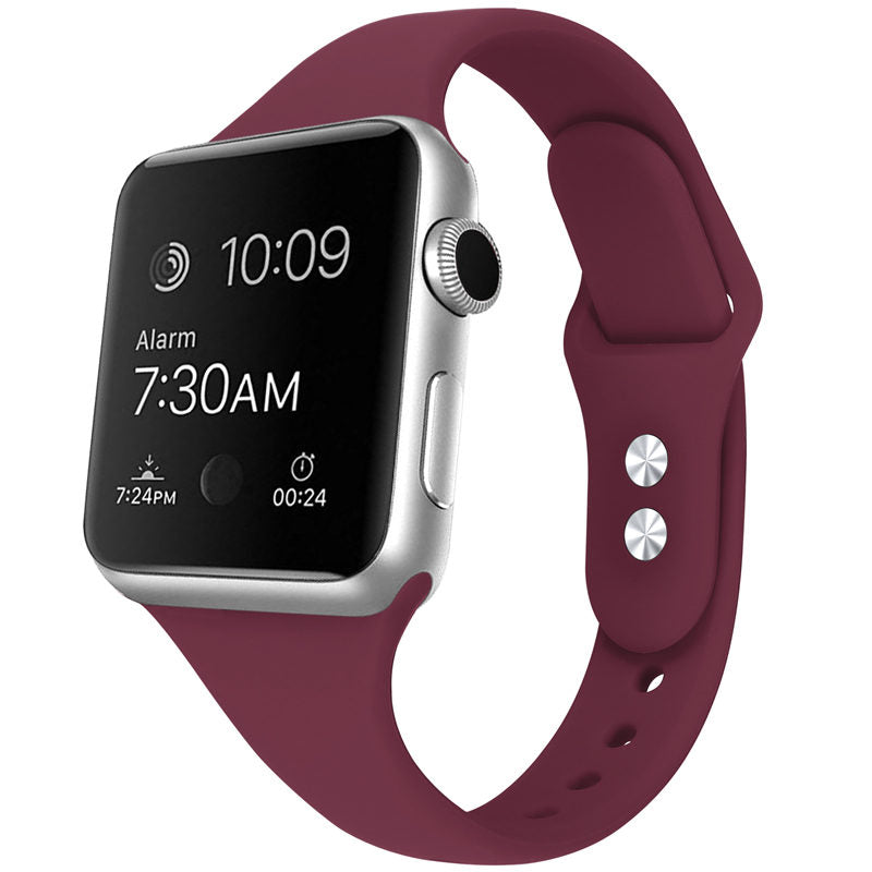 Slim Soft Silicone Replacement Watch Band Loop for iWatch Series SE 6 5 4 3 2 1-WineRed