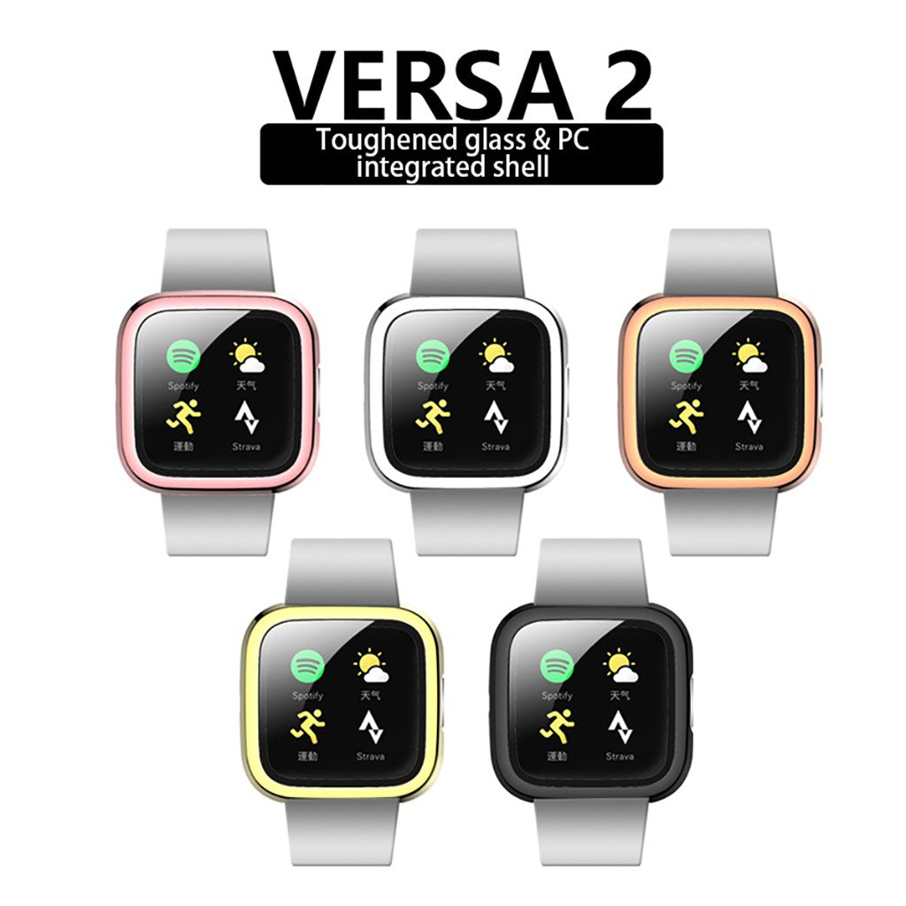 For Fitbit Versa 2 Electroplated PC Slim Full Cover Watch Case -Black