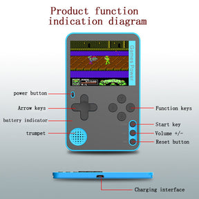 2.4 in Retro Handheld Video Game Console Built-in 500 Games Great Gift for Kids-Blue