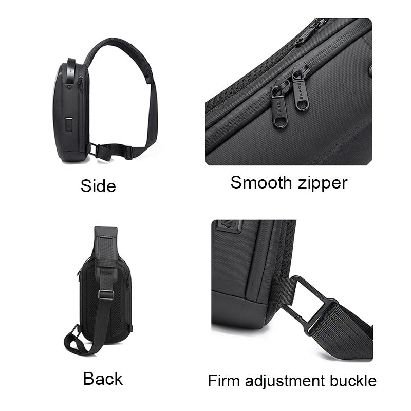 Outdoor Crossbody Sling Bags with USB Port  for Womens Mens-Grey