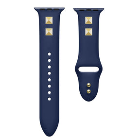 Soft Silicone Punk Rivet Style Watch Band for iWatch Series6/5/4/3/2/1/SE-DarkBlue