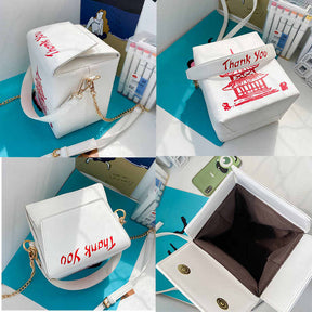 Fashion Crossbody Bag Chinese Takeout Box Style Clutch Bag for Girl-White