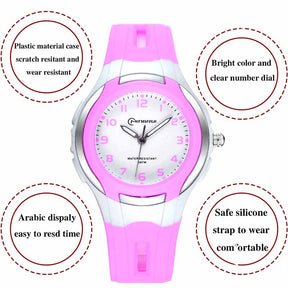 Kids Waterproof Learning Time Wrist Watch-Purple