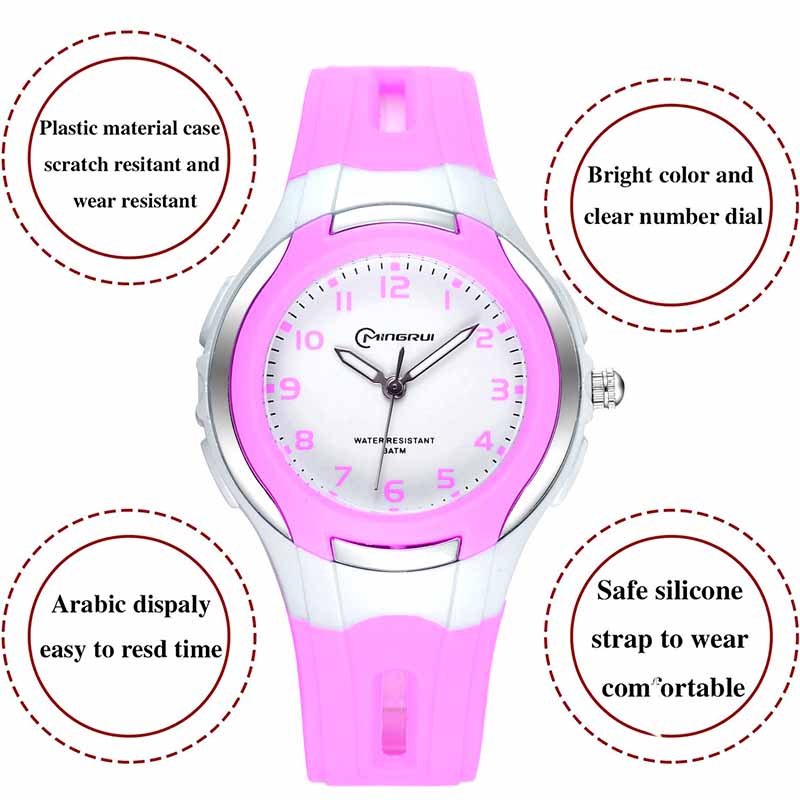 Kids Waterproof Learning Time Wrist Watch-Purple