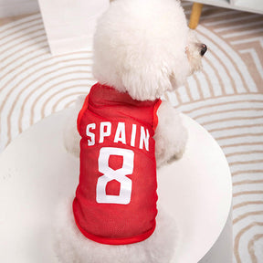 Dog Shirt Puppy Breathable Printed Mesh Jersey Vest T-Shirt Costume-Spain