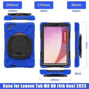 Rugged Tablet Case with 360° Rotatable Stand for Lenovo Tab M8 4th Gen-Blue