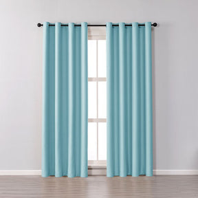 2 Panels Solid Color Blackout Curtains for Living Room-SkyBlue