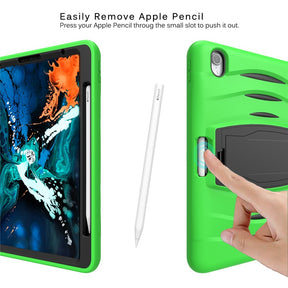 Shock Wave Kickstand Case Anti-Fall Protection With Pencil Holder For iPad Pro12.9inch(2018)-Green