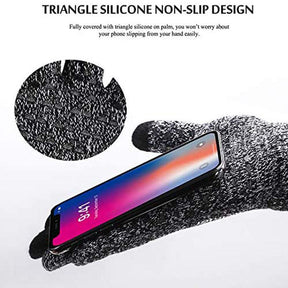 WIWU Winter Woman Gloves Upgraded Touch Screen Anti-Slip Silicone Gel Elastic Cuff Thermal-Black White-DZ32