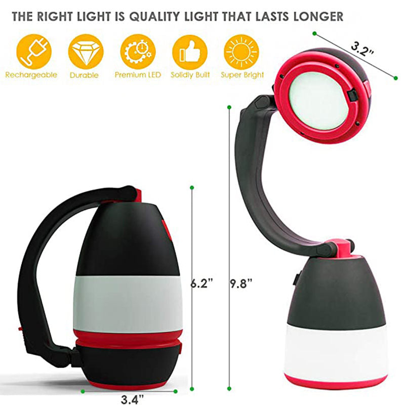 3 in 1 LED Camping Light Table Lamp Flashlight for Ourdoor Tent-Red