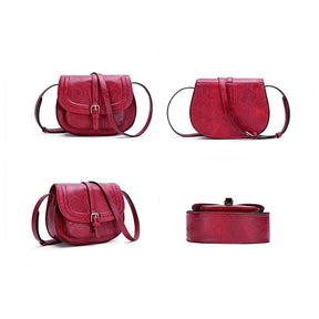 Boho Crossbody Bags for Women Vegan Leather Saddle Purses-Red