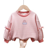 Toddler Girl Sweatshirts Pullover Crew neck Fall Winter Long Sleeve Tops-Pink3