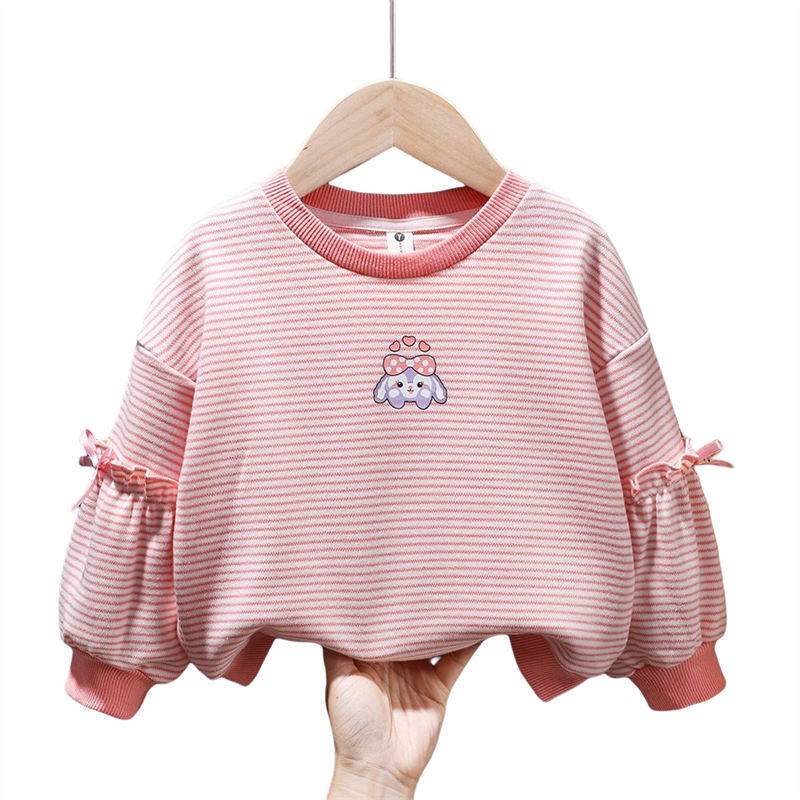 Toddler Girl Sweatshirts Pullover Crew neck Fall Winter Long Sleeve Tops-Pink3