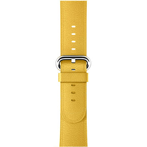Litchi Pattern Leather Replacement Watch Band For iWatch Series SE/6/5/4/3/2/1-Yellow