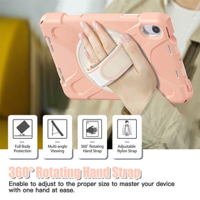 Onepiece iPad Mini 6 Case 8.3 Inch Shockproof Cover with Handle Strap Shoulder Strap-RoseGold