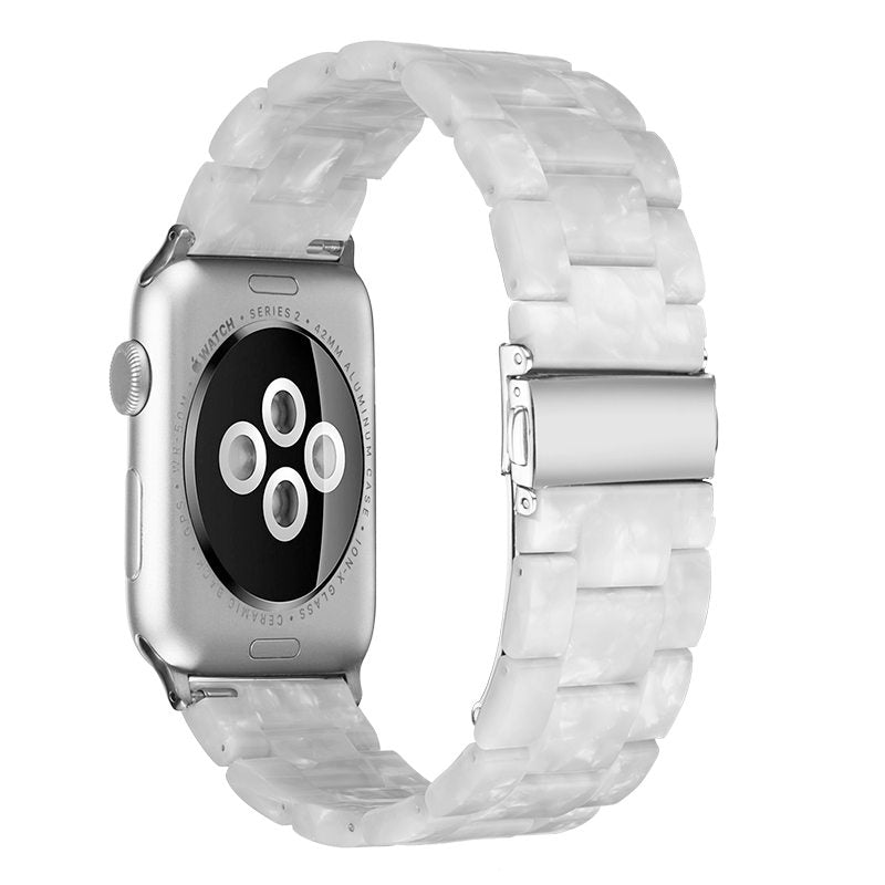 Fashion Resin iWatch Band with Stainless Steel Buckle for iWatch Series SE/6/5/4/3/2/1-PearlWhite