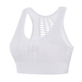 Hollow out Sport Bra Breathable Low Impact Wireless Crop Vest-White