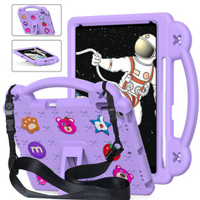 Strawberry iPad Case Silicone Shockproof with Handle for iPad 10.2 inch 2021/2020/2019-LightPurple