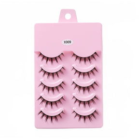5 Pairs False Eyelashes Natural Curly 3D Lashes Set for Daily-x009