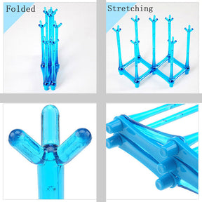 Retractable Cup Drying Rack Plastic Mug Tree for Kitchen Office-Blue