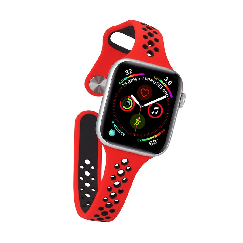 Nike Silicone Sport Breathable Watch For Apple iWatch Series-Red Black