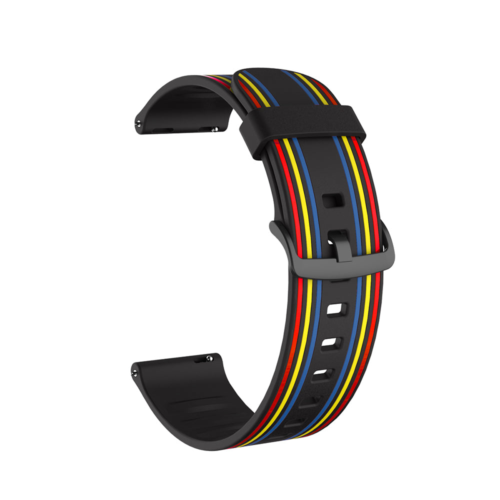 Silicone Band Striped Watch Band For Samsung Galaxy Watch 42/46mm Gear S3 Frontier/Classic(Rainbow Black)