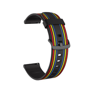 Silicone Band Striped Watch Band For Samsung Galaxy Watch 42/46mm Gear S3 Frontier/Classic(Rainbow Black)