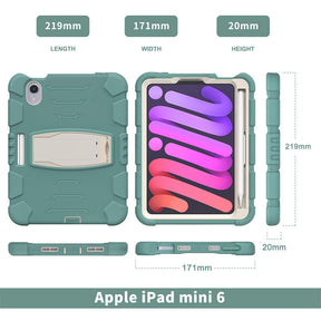 KingKong iPad Case For iPad Mini 6 Three-Layer Hybrid Protective Case With Holder-EmeraldGreen