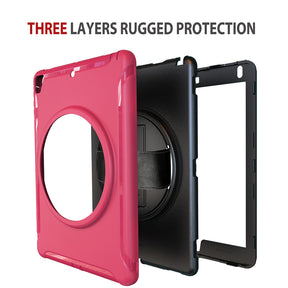 Spider Man 3-Layer Multi-Function Case Hand Strap Tablet Shell For iPad 5/6 iPad Air1/2 iPad Pro 9.7-Rose Red