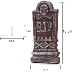 5 Pcs Halloween RIP Graveyard Tombstones with 12 Metal Stakes for Outdoor Yard Decor