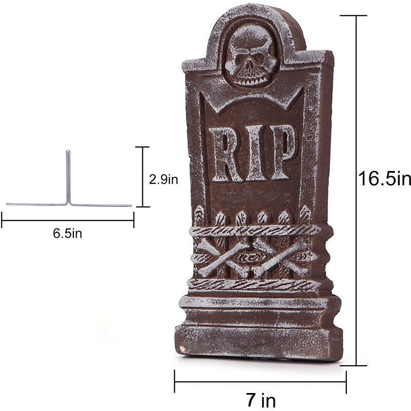 5 Pcs Halloween RIP Graveyard Tombstones with 12 Metal Stakes for Outdoor Yard Decor