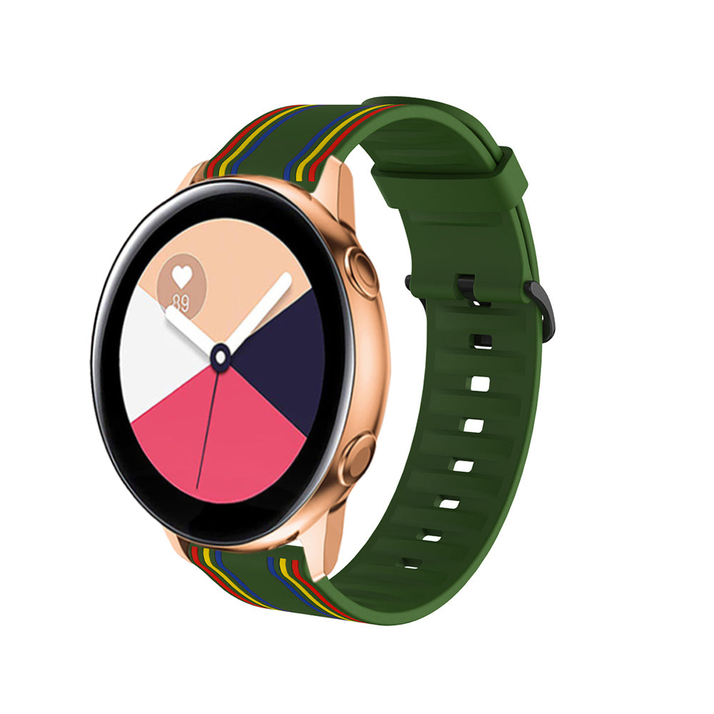 Silicone Band Striped Watch Band For Samsung Galaxy Watch 42/46mm Gear S3 Frontier/Classic(Rainbow Green)